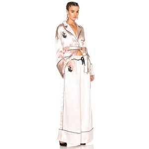 Off-White x FWRD Satin Crepe Floral Embroidered Pajama Set Large NWT2800$